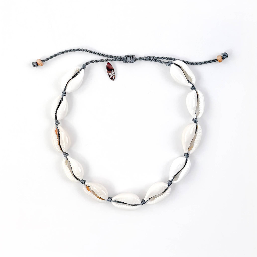 Livadi Beaded Anklet, Adjustable Surf Ankle Bracelet: Cream