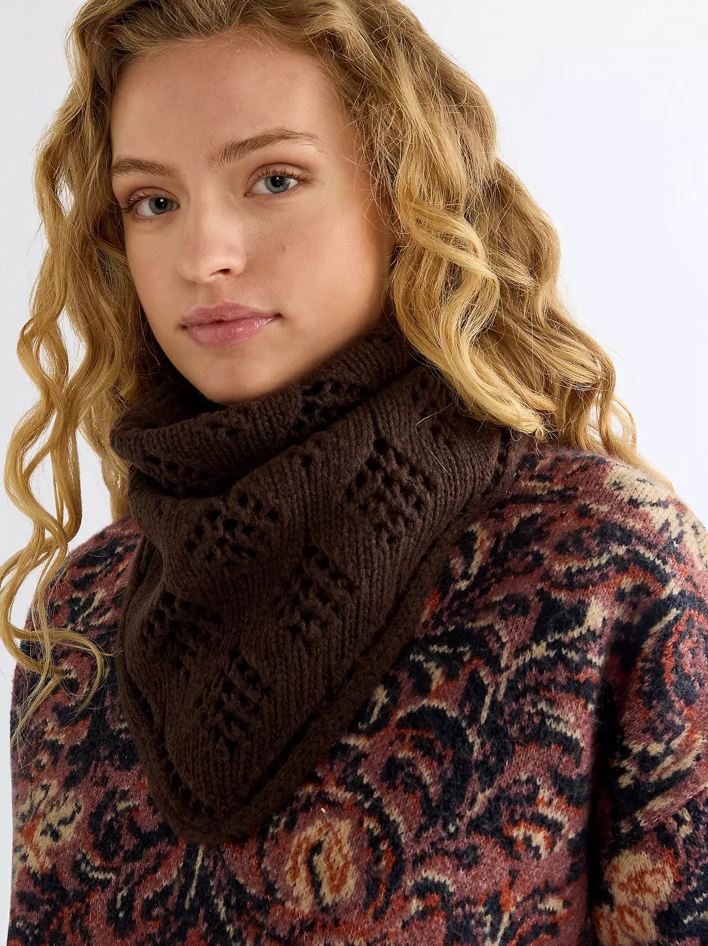 Wool Bandana Scarf: Chocolate Torte