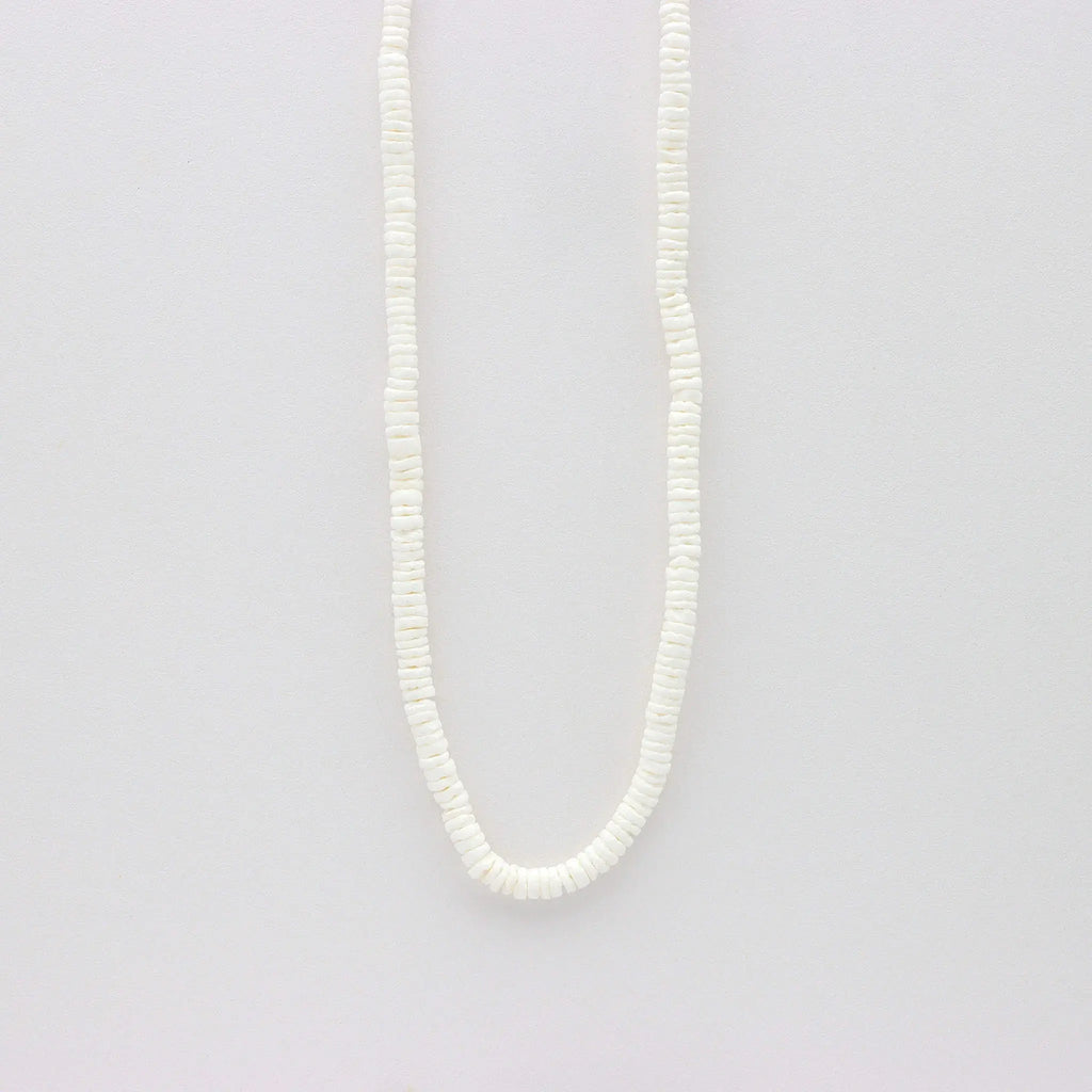 Padangbai Beaded Surfer Necklace, White Beachy Choker