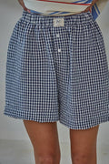 Gingham Print Shorts Navy