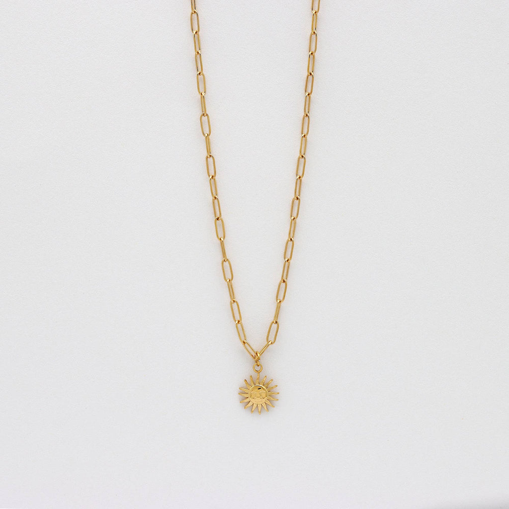 Sun Charm Necklace, Celestial Waterproof Surf Jewelry