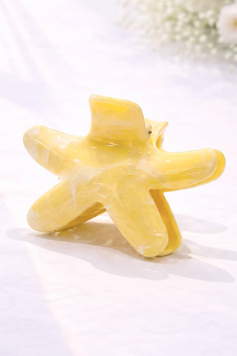 Marbled Starfish Hair Clip: Yellow