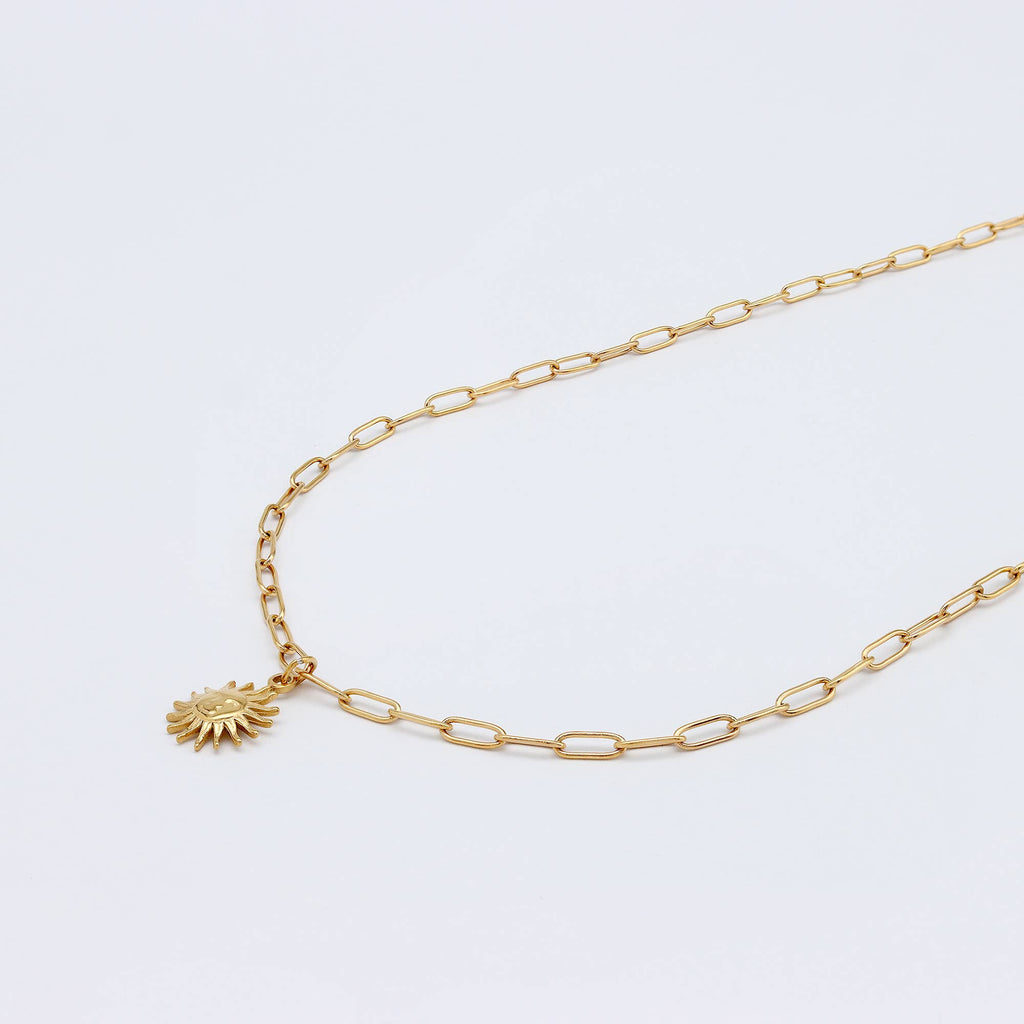 Sun Charm Necklace, Celestial Waterproof Surf Jewelry