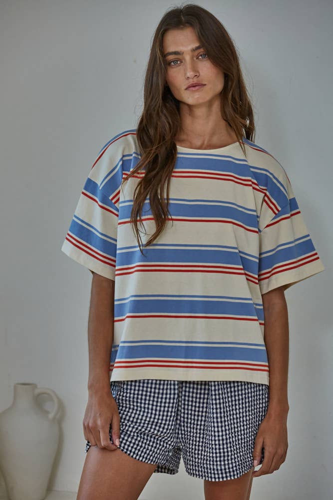 Gingham Print Shorts Navy