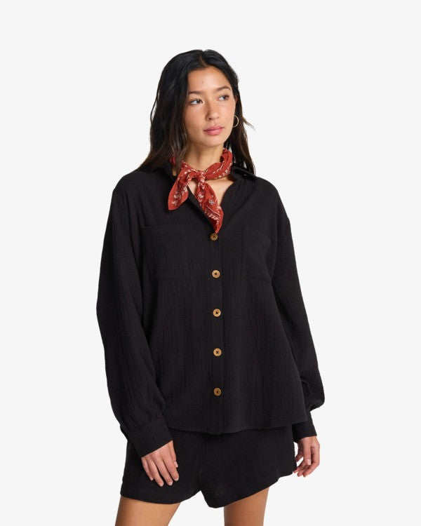 Swell Blouse Black Cotton Shirt