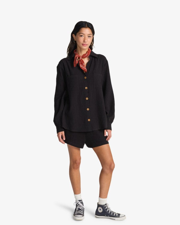 Swell Blouse Black Cotton Shirt