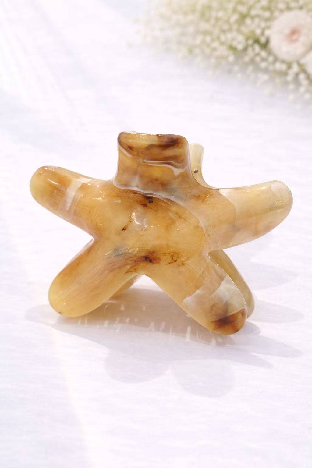 Marbled Starfish Hair Clip: Camel
