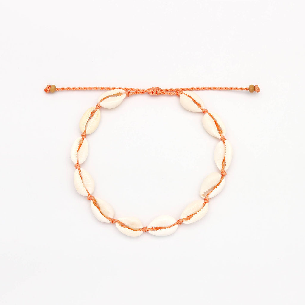 Livadi Beaded Anklet, Adjustable Surf Ankle Bracelet: Cream