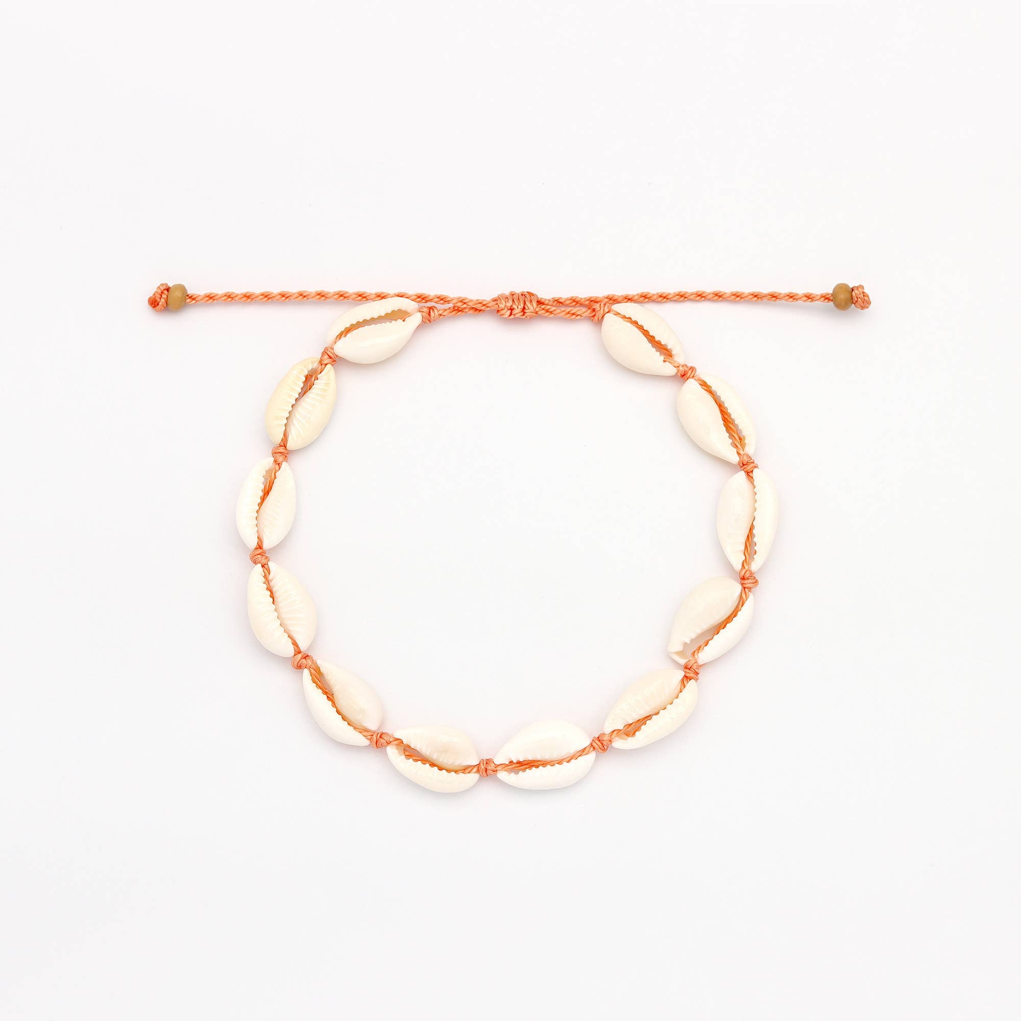Livadi Beaded Anklet, Adjustable Surf Ankle Bracelet: Cream
