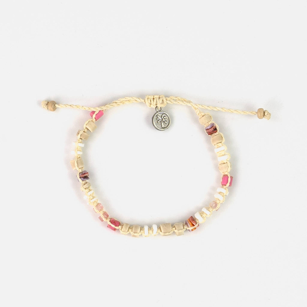 Mount Rinjani Surfer Anklet, Beaded Ankle Bracelet: Orange Tones