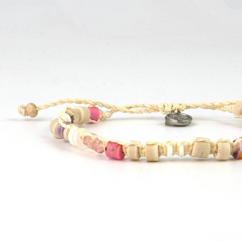 Mount Rinjani Surfer Anklet, Beaded Ankle Bracelet: Orange Tones