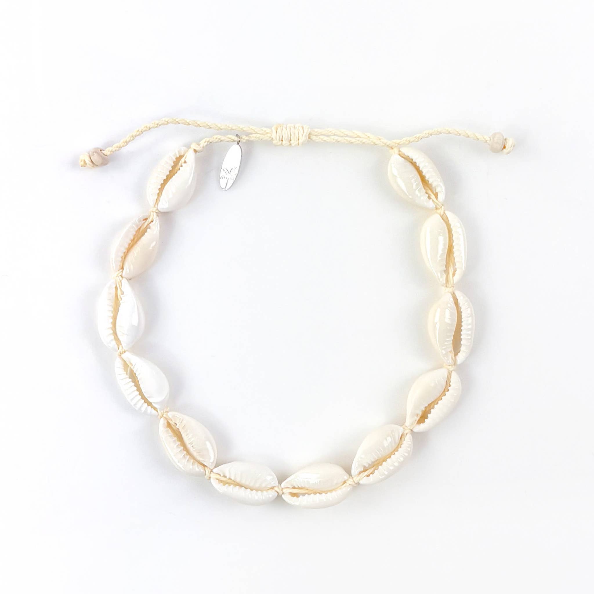 Livadi Beaded Anklet, Adjustable Surf Ankle Bracelet: Cream