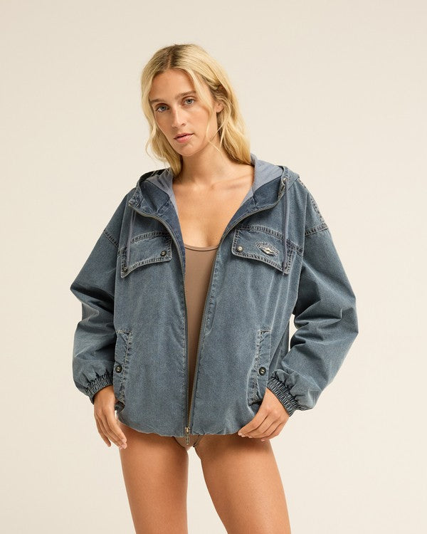 Rainy Days Women Grey Zip-Up Rain Jacket