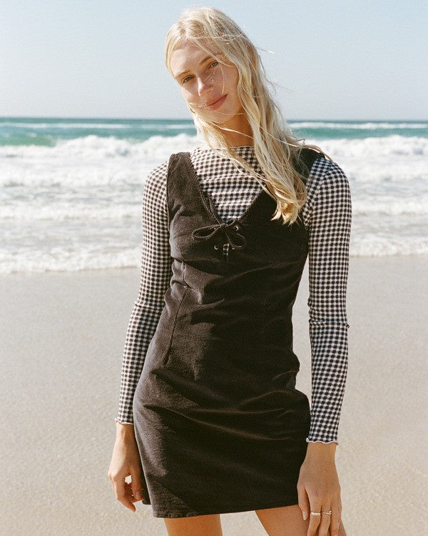 Way Out Checks Women Black Rib Knit Top