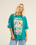 Salty Since Women Green Oversized T-Shirt