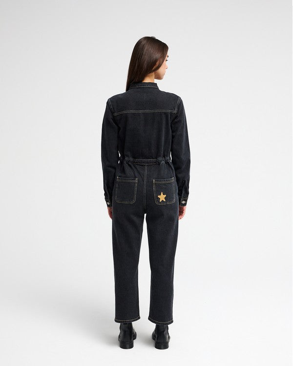 RVCA Black Denim Utility Boilersuit