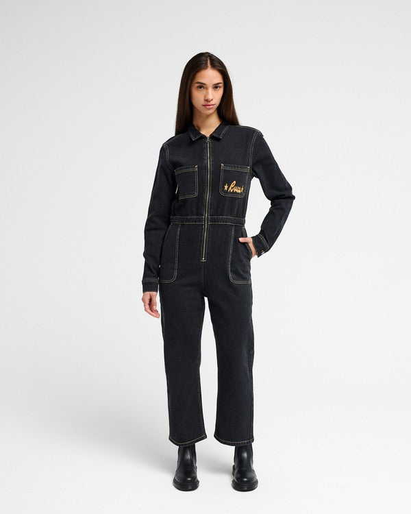 RVCA Black Denim Utility Boilersuit